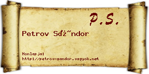Petrov Sándor névjegykártya